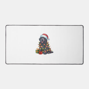 クリスマス照明サンタハットニューファンドランドドッグクリスマス デスクマット
