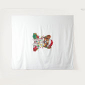 クリスマス照明サンタハットパピロンドッグクリスマス タペストリー (正面(横))