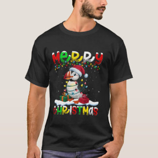 クリスマス照明サンタハットパフィンバードクリスメリーマ Tシャツ