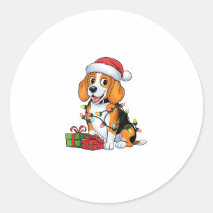 クリスマス照明サンタハットビーグルドッグクリスマス ラウンドシール