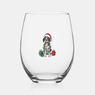 クリスマス照明サンタハットポインティングドッグクリスマス_1 ステムなしワイングラス