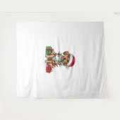 クリスマス照明サンタハットマウンテンクールドッグクリスマス タペストリー (正面(横))