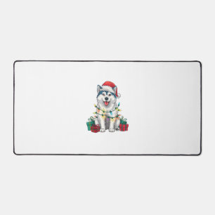クリスマス照明サンタハットマラムテドッグクリスマス デスクマット
