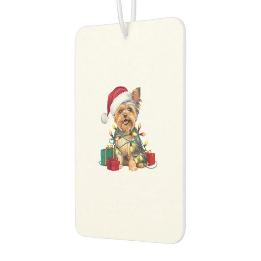 クリスマス照明サンタハットヨークシャーテリアドッグクリスマス カーエアーフレッシュナー (左)