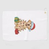クリスマス照明サンタハットラブラドールレトリエバードッグChr ゴルフタオル (横)