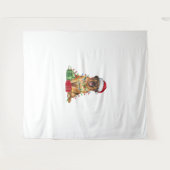 クリスマス照明サンタハットレオンベルガードッグクリスマス タペストリー (正面(横))