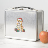 クリスマス照明サンタハット柴犬ドッグクリスマス メタルランチボックス (インサイチュ)