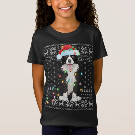 クリスマス照明サンタハット醜い縁どコリークリスチム Tシャツ (正面)