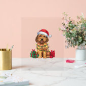 クリスマス照明サンタハトラブラドードルドッグクリスマス アクリルサイン (ウェディング)