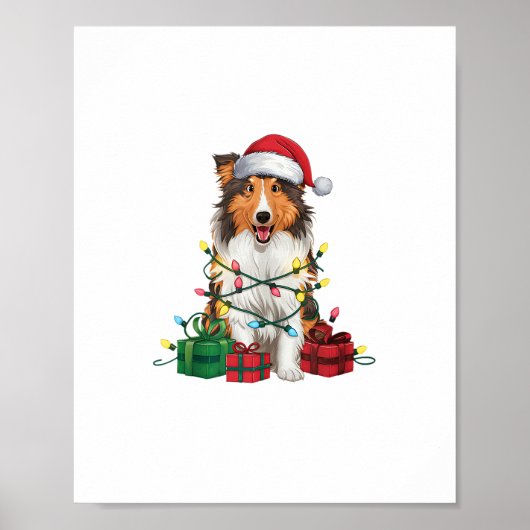 クリスマス照明サンタハトラーコリードッグクリスマス ポスター (正面)