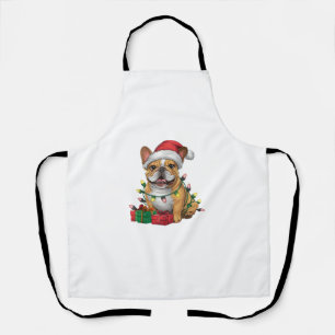 クリスマス照明サンタフランスのハットブルドッグクリスマス_ エプロン