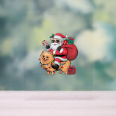 クリスマス照明サンタライディングポメラニア犬ドッグクリスマ アクリルサイン (ニュートラル)