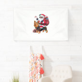 クリスマス照明サンタライディングヨークシャーテリアードッグC 横断幕 (インサイチュ)