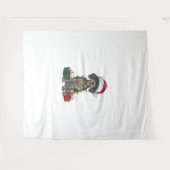 クリスマス照明サンタ・ドイツ金髪の指針犬 タペストリー (正面(横))