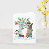 クリスマス照明ツリーサンタハットオーストラリアキャトルドッグ カード (黄色い花)