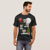 クリスマス照明ツリーサンタライディングスノーウィークフクロウバードチャール Tシャツ (正面フル)