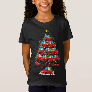 クリスマス照明マッチングサンタレッドトラッククリスマスT Tシャツ