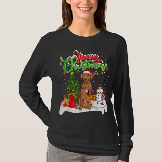 クリスマス照明マッチングサンタローデシアンRidgeback D Tシャツ (正面)