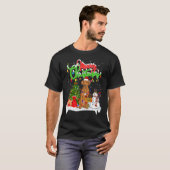 クリスマス照明マッチングサンタローデシアンRidgeback D Tシャツ (正面フル)