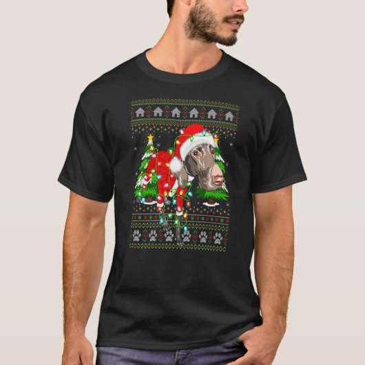 クリスマス照明醜いサンタ・ドイツのショートタイドキリスト Tシャツ (正面)