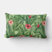 クリスマス熱帯ハワイアン植物葉フローラ ランバークッション (正面)