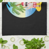 クリスマス熱帯ビーチおもしろいサンタクロース キッチンタオル (折り畳み)