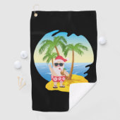 クリスマス熱帯ビーチおもしろいサンタクロース ゴルフタオル (インサイチュ)