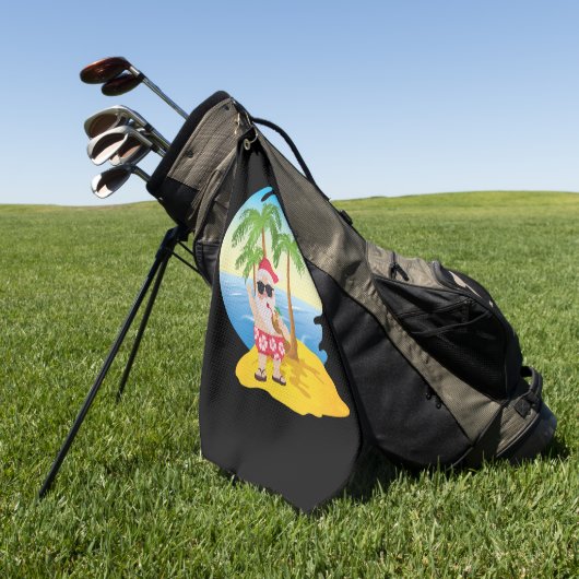 クリスマス熱帯ビーチおもしろいサンタクロース ゴルフタオル (グリーン)