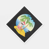 クリスマス熱帯ビーチおもしろいサンタクロース スタンダードランチョンナプキン (角)