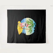 クリスマス熱帯ビーチおもしろいサンタクロース タペストリー (正面(横))