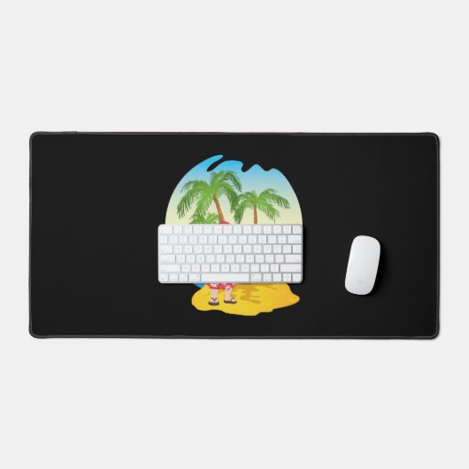 クリスマス熱帯ビーチおもしろいサンタクロース デスクマット (キーボード&マウス)