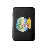 クリスマス熱帯ビーチおもしろいサンタクロース バスマット (正面縦)