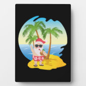 クリスマス熱帯ビーチおもしろいサンタクロース フォトプラーク (正面)