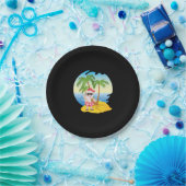 クリスマス熱帯ビーチおもしろいサンタクロース ペーパープレート (パーティー)