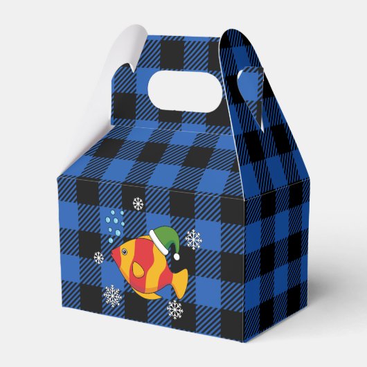 クリスマス熱帯魚の青いバッファローパターンの漫画 フェイバーボックス (正面サイド)