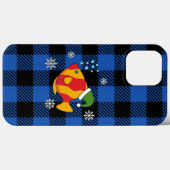 クリスマス熱帯魚の青いバッファローパターンの漫画 Case-Mate iPhoneケース (裏面 (横))