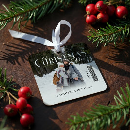 クリスマス版家族写真雑誌の表紙 メタルオーナメント