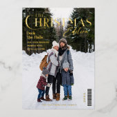 クリスマス版家族写真雑誌の表紙 箔シーズンカード (正面)