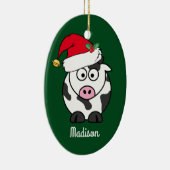 クリスマス牛かわいいパーソナライズ セラミックオーナメント (右)