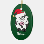 クリスマス牛かわいいパーソナライズ セラミックオーナメント (左)