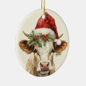 クリスマス牛の追加文字水の色セラミック セラミックオーナメント (右)