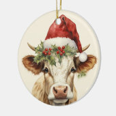 クリスマス牛の追加文字水の色セラミック セラミックオーナメント (左)