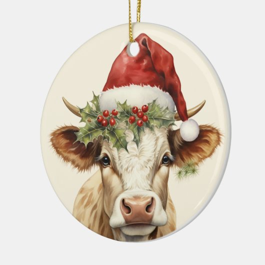 クリスマス牛の追加文字水の色セラミック セラミックオーナメント (左)