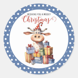 クリスマス牛の駒 ラウンドシール