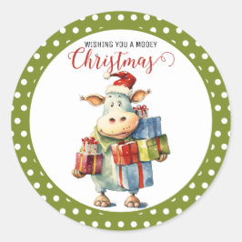クリスマス牛の駒 ラウンドシール