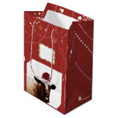 クリスマス牛ギフトバッグ ミディアムペーパーバッグ (正面アングル)