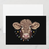 クリスマス牛好きライト農場農夫Xmas シーズンカード (正面/裏面)