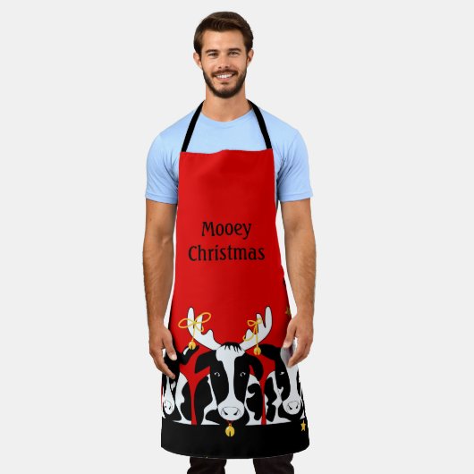 クリスマス牛 エプロン (着用した状態)