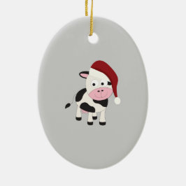 クリスマス牛 セラミックオーナメント