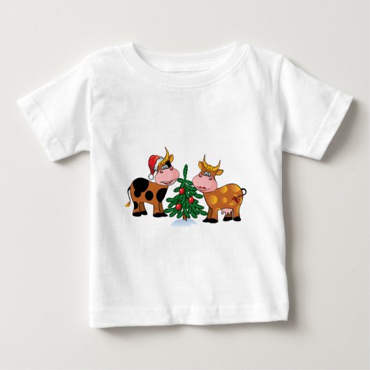 クリスマス牛 ベビーTシャツ (正面)